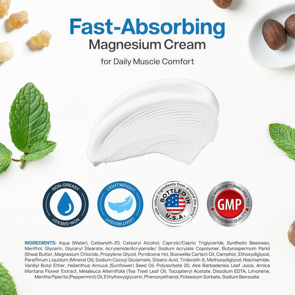 Peak Health Research Magnesium Freeze Topical Magnesium Cream, 4 oz Magnesium chloride & niacinamide, vitamin B6, cooling-to-warming sensation, 20+ botanicals, fast-absorbing, non-greasy